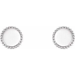 14K White Gold Engravable Beaded Earrings