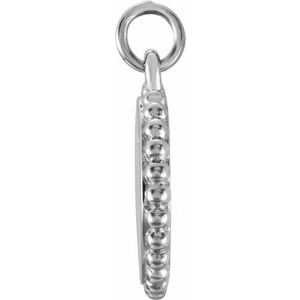 14K White Gold Engravable Beaded Disc Charm/Pendant