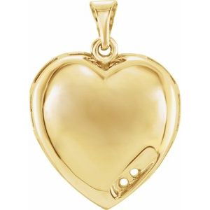 14K Yellow Gold 2-Stone Engravable Family Heart Pendant Mounting