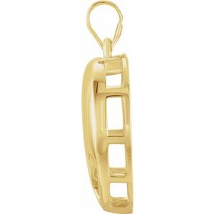 14K Yellow Gold 2-Stone Engravable Family Heart Pendant Mounting