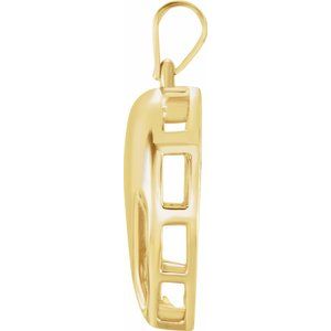 10K Yellow Gold 3-Stone Engravable Family Heart Pendant Mounting