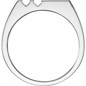 18K X1 White Gold 6-Stone Engravable Family Signet Ring Mounting