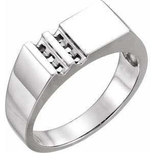 10K White Gold 6-Stone Engravable Family Signet Ring Mounting