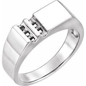 14K X1 White Gold 5-Stone Engravable Family Signet Ring Mounting