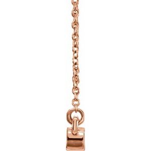 14K Rose Gold 3-Stone Family Engravable Bar 16-18" Necklace Mounting
