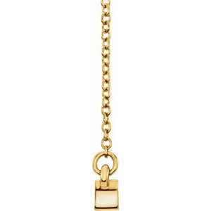 14K Yellow Gold 2-Stone Family Engravable Bar 16-18" Necklace Mounting