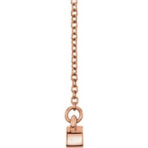 14K Rose Gold 2-Stone Family Engravable Bar 16-18" Necklace Mounting