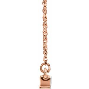 14K Rose Gold 1-Stone Family Engravable Bar 16-18" Necklace Mounting