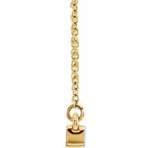 14K Yellow Gold 1-Stone Family Engravable Bar 16-18" Necklace Mounting