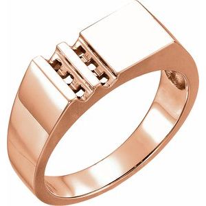 14K Rose Gold 6-Stone Engravable Family Signet Ring Mounting