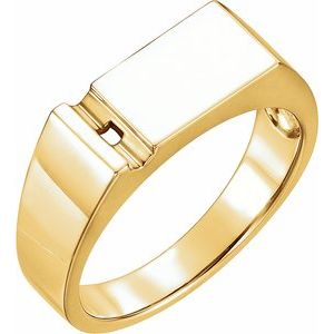 10K Yellow Gold 1-Stone Engravable Family Signet Ring Mounting