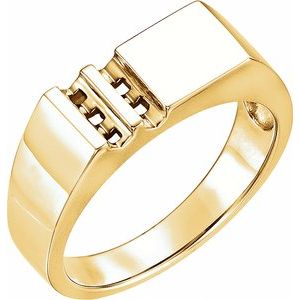 18K Yellow Gold 5-Stone Engravable Family Signet Ring Mounting