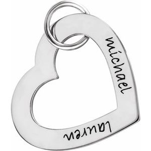 14K White Gold Posh Mommy�� Small Engravable Heart Loop Charm/Pendant
