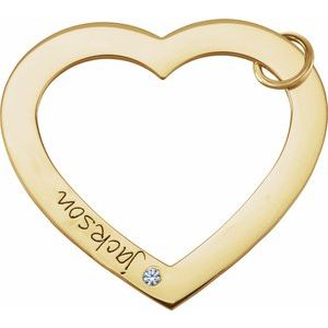 18K Yellow Gold Vermeil 1-Stone Posh Mommy�� Large Engravable Heart Loop Pendant Mounting