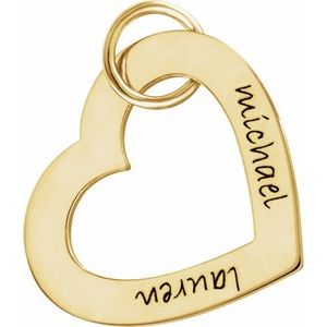 14K Yellow Gold Posh Mommy�� Small Engravable Heart Loop Charm/Pendant