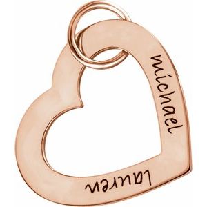 14K Rose Gold Posh Mommy�� Small Engravable Heart Loop Charm/Pendant