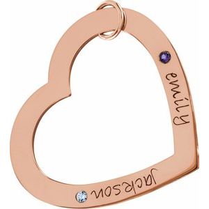 14K Rose Gold 2-Stone Posh Mommy�� Large Engravable Heart Loop Pendant Mounting
