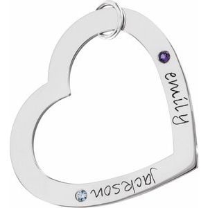 Sterling Silver 2-Stone Posh Mommy�� Large Engravable Heart Loop Pendant Mounting