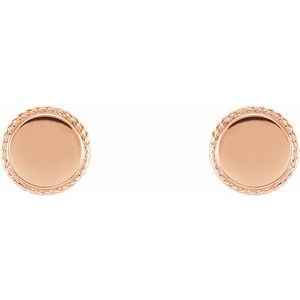 14K Rose Gold Engravable Rope Earrings