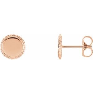 14K Rose Gold Engravable Rope Earrings