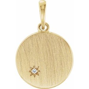 .005 CT Natural Diamond Engravable Pendant