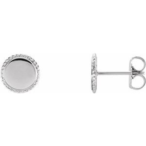 14K White Gold Engravable Rope Earrings