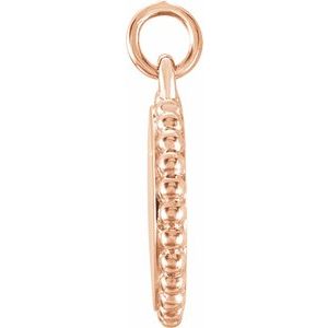 14K Rose Gold Engravable Beaded Disc Charm/Pendant