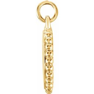 18K Yellow Gold Vermeil Engravable Beaded Disc Charm/Pendant