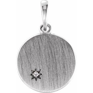 .005 CT Natural Diamond Engravable Pendant