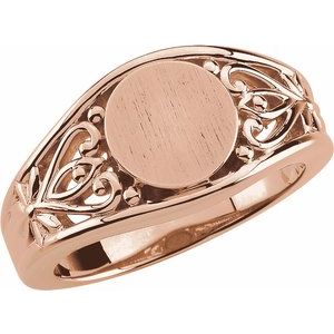 14K Rose Gold 8.25 mm Round Signet Ring