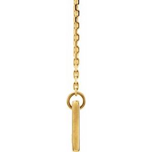 14K Yellow Gold .03 CT Natural Diamond Engravable Bar 17" Necklace