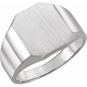 Sterling Silver 14x12 mm Octagon Signet Ring
