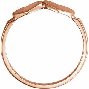 14K Rose Gold 13.8x7 mm Double Heart Signet Ring