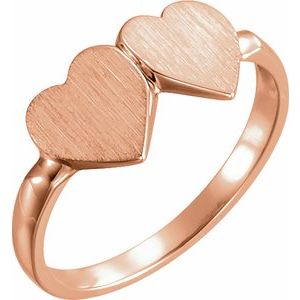 14K Rose Gold 13.8x7 mm Double Heart Signet Ring