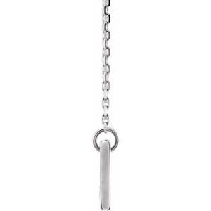 14K White Gold .03 CT Natural Diamond Engravable Bar 17" Necklace