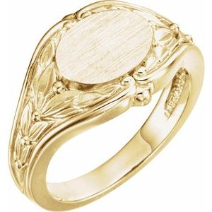 14K Yellow Gold 10x8 mm Oval Signet Ring