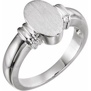 Sterling Silver 11.1x7.1 mm Oval Signet Ring