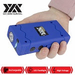 DZS Rechargeable Blue Stun Gun with Safety Disable Pin LED Flashlight