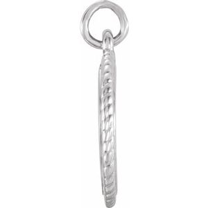 14K White Gold Engravable Round Rope Pendant