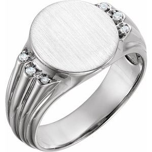 .07 CTW Natural Diamond 14.5x13 mm Oval Signet Ring