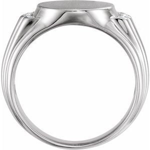 Platinum .07 CTW Natural Diamond 14.5x13 mm Oval Signet Ring