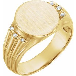 .07 CTW Natural Diamond 14.5x13 mm Oval Signet Ring