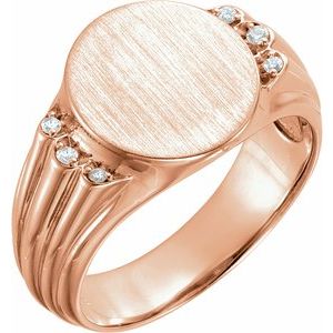 14K Rose Gold .07 CTW Natural Diamond 14.5x13 mm Oval Signet Ring