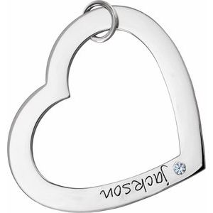 Sterling Silver 1-Stone Posh Mommy�� Large Engravable Heart Loop Pendant Mounting