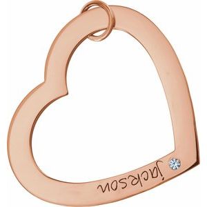 14K Rose Gold 1-Stone Posh Mommy�� Large Engravable Heart Loop Pendant Mounting