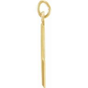 14K Yellow Gold Engravable Red Enamel Medical Identification Pendant
