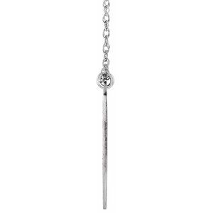 Rhodium-Plated Sterling Silver .01 CTW Natural Diamond Engravable Graduation 18" Necklace