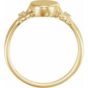 14K Yellow Gold 1.5 mm Round  12x8 mm Oval Fleur-de-lis Signet Ring