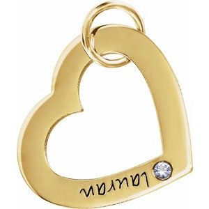 18K Yellow Gold Vermeil 1-Stone Posh Mommy�� Small Engravable Heart Loop Charm/Pendant Mounting