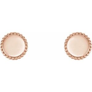 14K Rose Gold Engravable Beaded Earrings